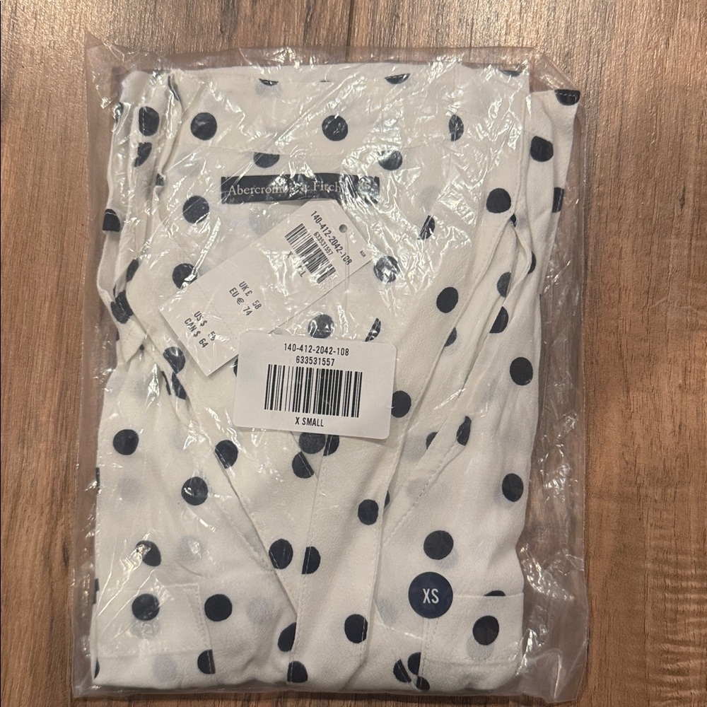 Abercrombie & Fitch Navy Polka Dot Blouse
